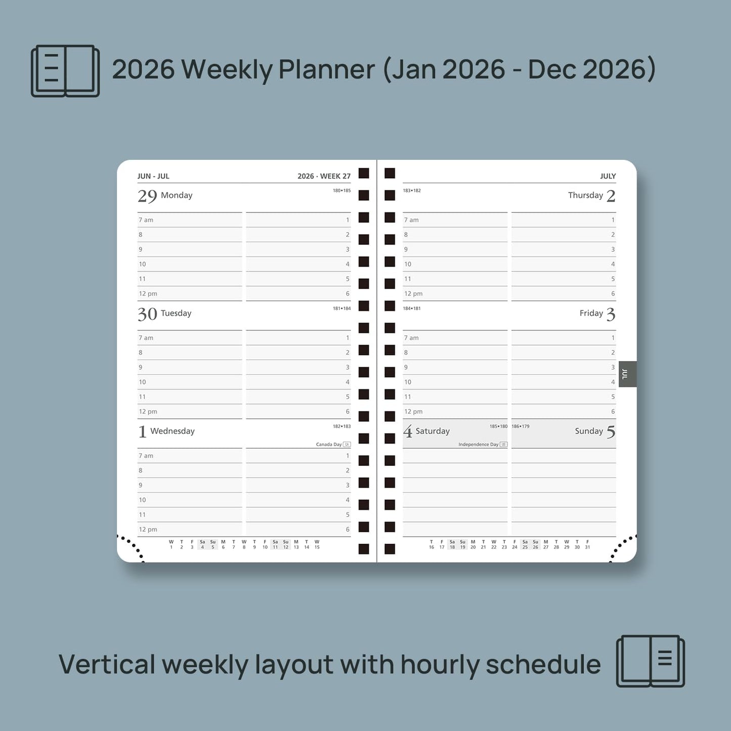 POPRUN Pocket 2026 Planner (Small Size- 4'' x 6.25'') Weekly and Monthly for Purse - Calendar 2026 (Jan. 2026 - Dec.2026) with Soft Cover, Plastic Ruler - Pink