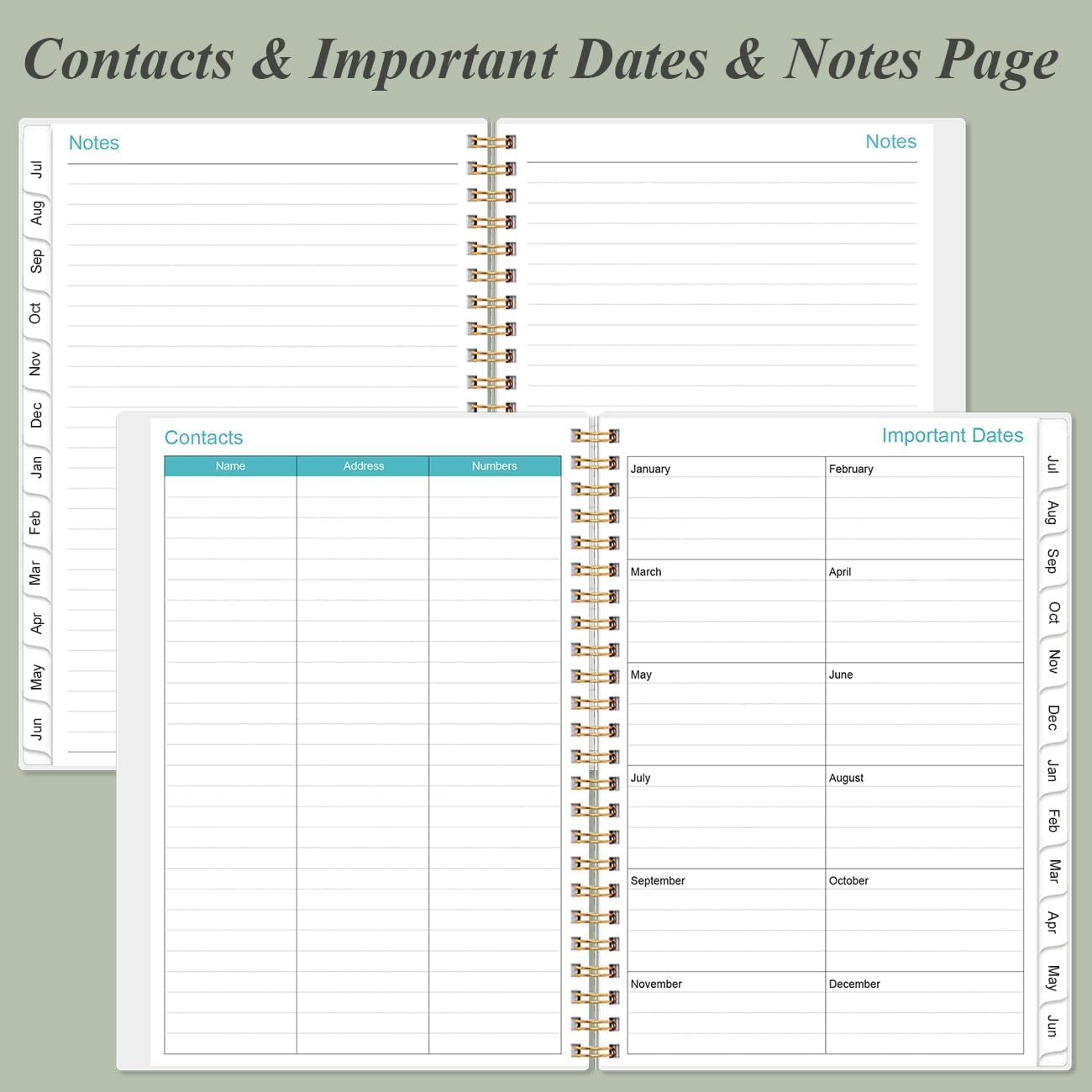 2025-2026 Planner - Academic Planner 2025-2026 from July 2025 - June 2026, Weekly & Monthly Planners Spiral Bound with 12 Monthly Tabs, Inner Pocket, 6.4" x 8.5", Green
