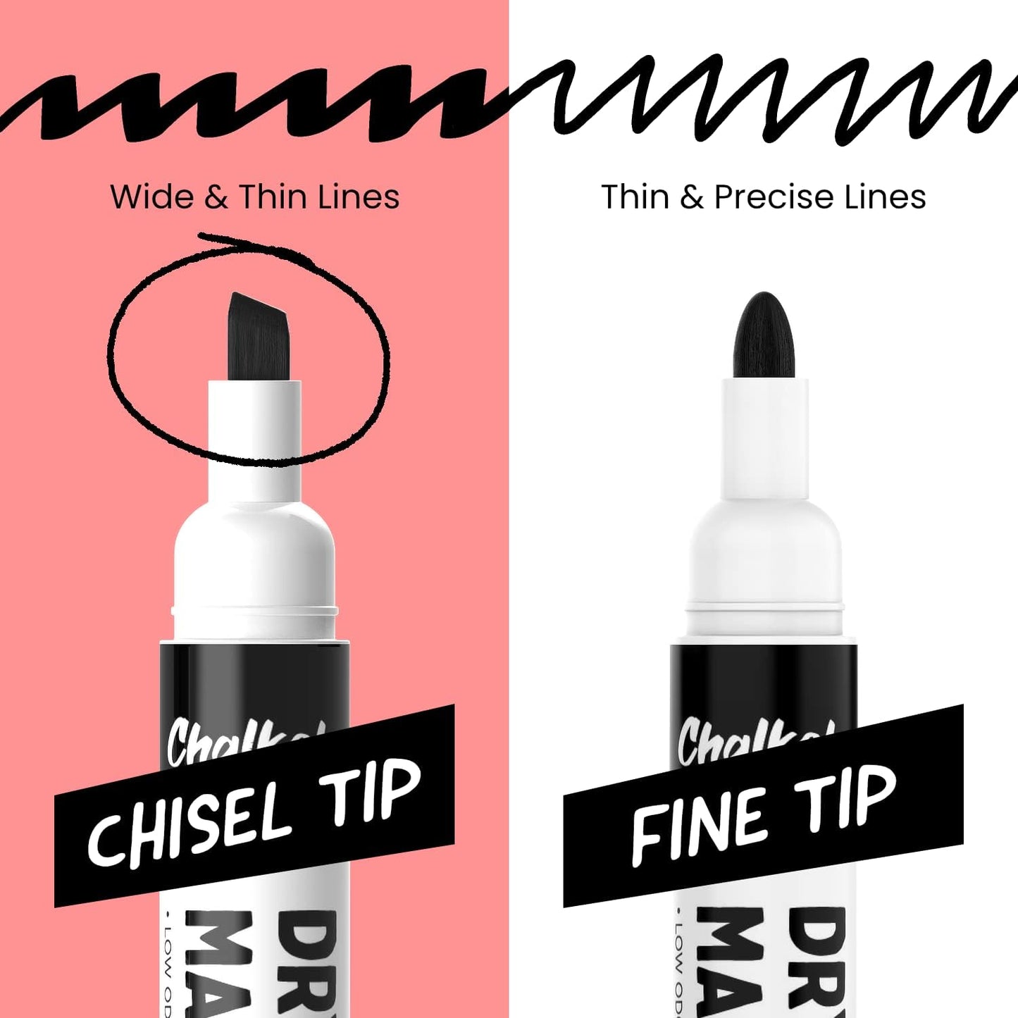 Chalkola 60 Black Dry Erase Markers Bulk Pack, Black Chisel Point White Board Marker Dry Erase Pens - Low Odor Whiteboard Markers for Kids, Home, Office, Back to School Supplies