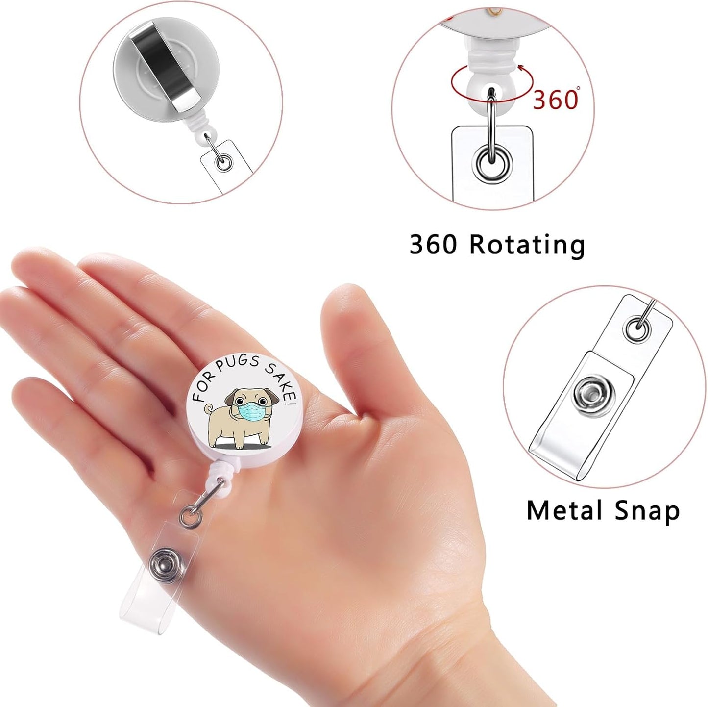 16pcs Badge Reels Retractable Badge Holders,Id Badge Holders Retractable with Clip,Cute Badge Reel for Men,Women,Girls 10