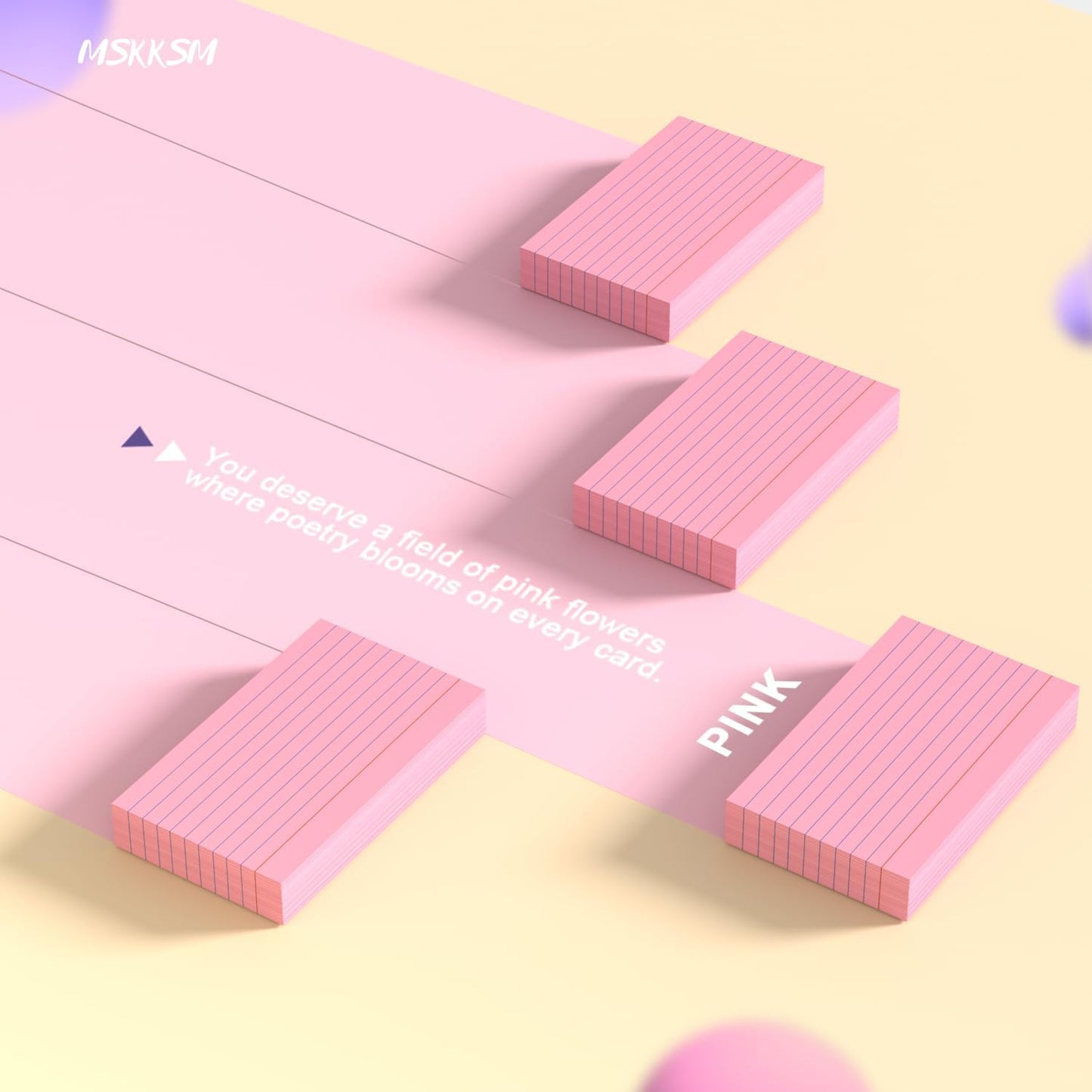 Pink Index Cards 3x5 Inch - 200 Pack, Ruled Index Flash Cards for Studying, 180GSM Pink Note Cards 3x5 Lined Index Cards, Flashcards 3 x 5 Notecards Lined College Ruled Study Card for Office, School