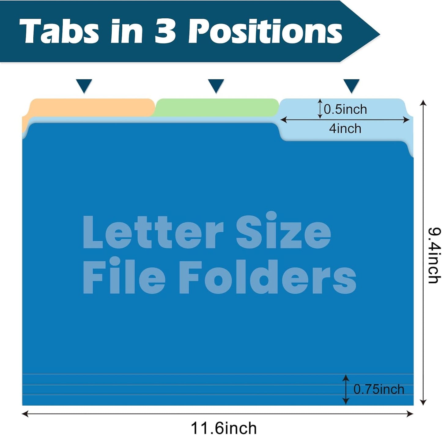 120 Pack Two-Tone Color File Folders, Bulk Letter Size Folders with 6 Assorted Colors, 1/3-Cut Tabs, School Office Supplies