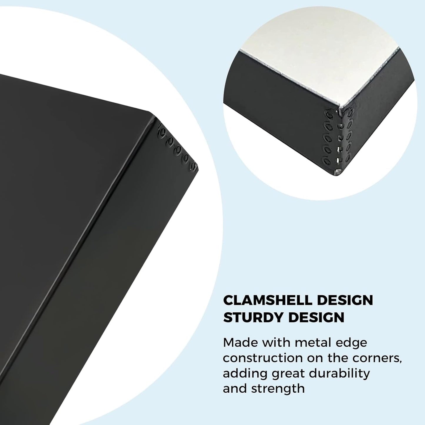 Golden State Art, Archival Folio Storage Box 16x20, Clamshell Design with Metal Edge, Preserve And Store Photos Documents Cards Prints Arts Crafts DIY, Black