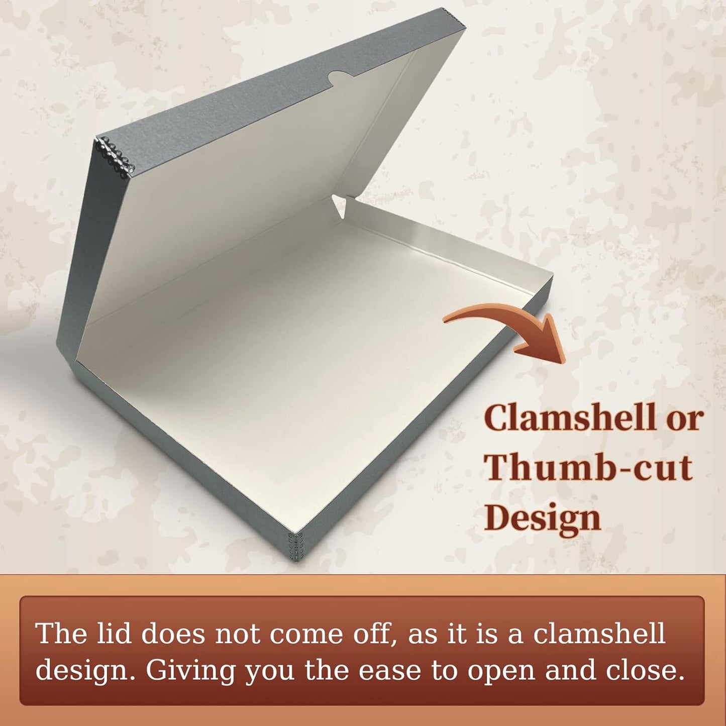 Golden State Art, Archival Folio Storage Box 13x19, Clamshell Design with Metal Edge, Preserve and Store Photos Documents Cards Prints Arts Crafts DIY, Gray, Pack of 2