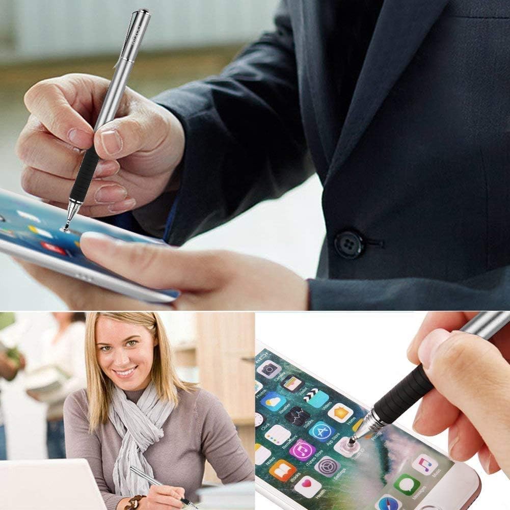 Mixoo Stylus Pen for Touchscreen, 2-in-1 Disc and Fiber Tip Sensitivity and Precision, Stylus for iPad, iPhone Tablet Phone Chromebook All Touch Screens Devices (Space Grey)