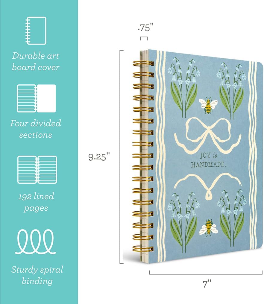 Compendium Spiral Notebook — Joy Is Handmade. — A Designer Spiral Notebook with 192 Lined Pages, College Ruled, 7.0" W x 9.25" H