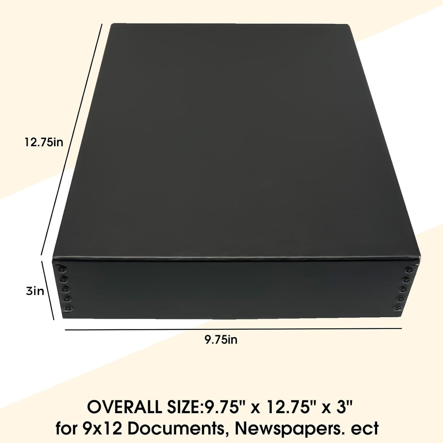 Golden State Art, Acid-Free Archival 9x12 Inches Metal Edge Drop Front Museum Photo Storage Box, Preserve Documents, Prints, Pictures, Photographs, Arts And Crafts, Black