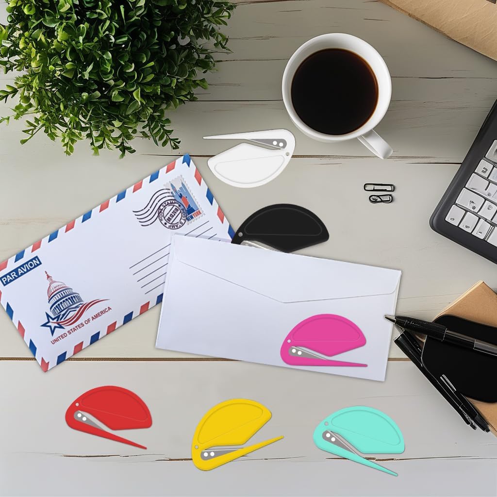 6 Pack Letter Opener Envelope Slitter – Envelope Opener for Women Men,Office Worker,Graduate Students,Home,Office,Postal.Mail Opener with Safety Concealed Sharp Blade Neatly Opened Without Damage