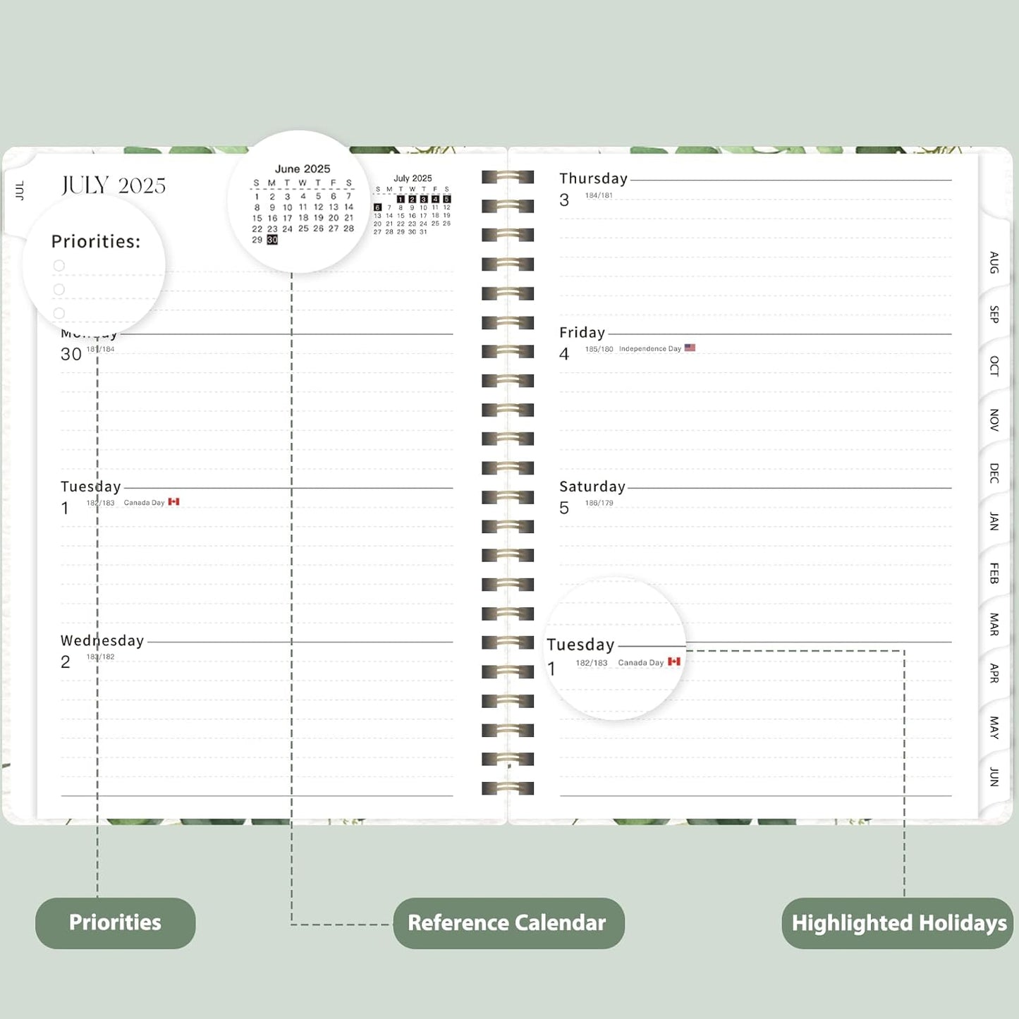 Planner 2025-2026, Weekly and Monthly Calendar Academic Planner (July 2025 - June 2026), Hardcover Teacher School Student Agenda with Tabs, Ideal for School Office Supplies, A5 (6.3" x 8.5")