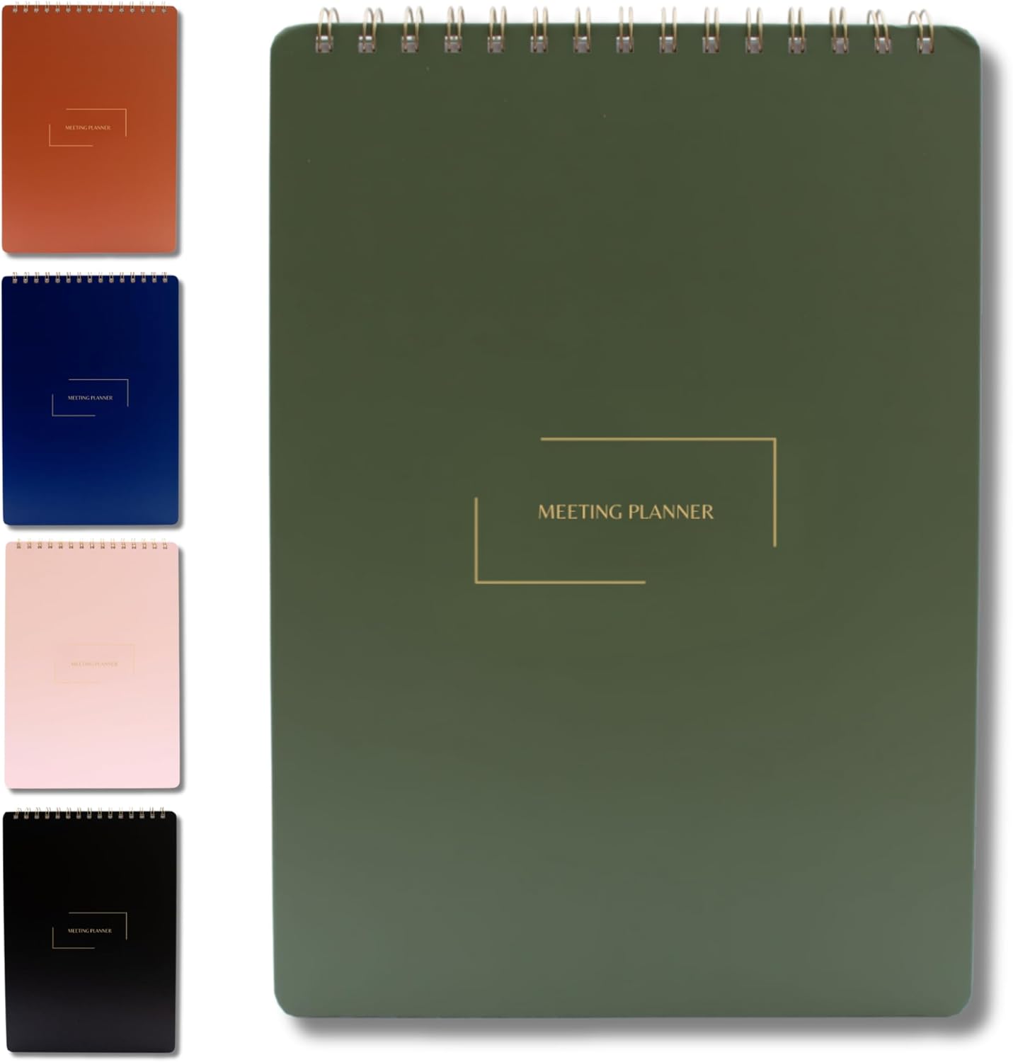 | Meeting Notebook for Work | 8.25" x 11.75" | Project Planner | Simple Design | Multiple Layouts | Office and Business Planner (Evergreen, Meeting Planner - Portrait)