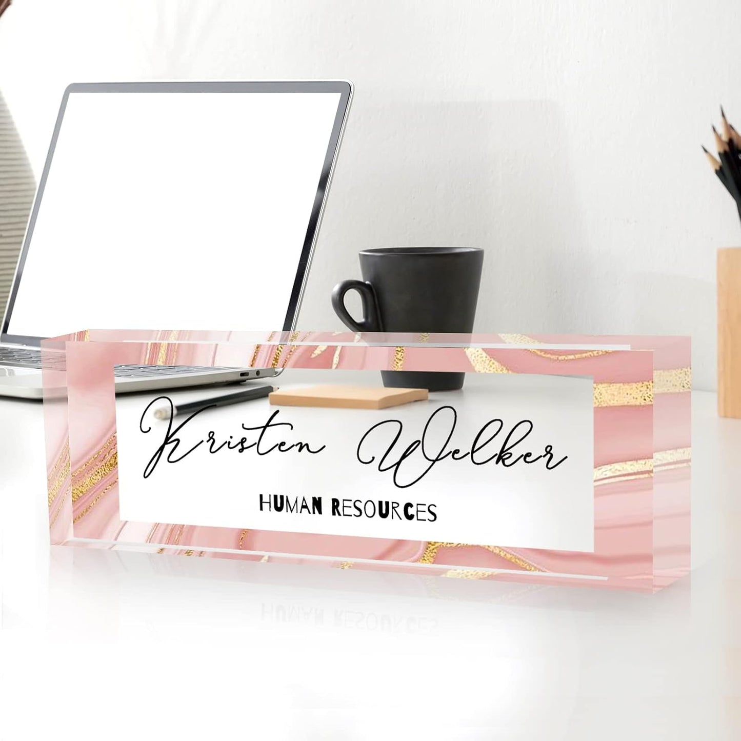 Gowelly Office Desk Name Plate Personalized |Custom Name Plates for Desk| Custom Employee Appreciation Gifts | Office Gifts for Women, Boss, Employee, Teacher, Social Worker-5