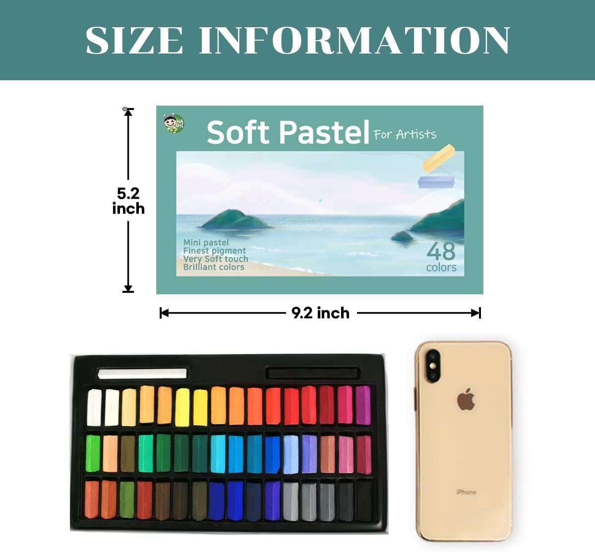 HA SHI Soft Chalk Pastels, 48 colors with additional 2pcs, Non Toxic Art Supplies, Drawing Media for Artist Stick Pastel for Professional, Kids, Beauty Nail Art, Pan Chalk Pastels