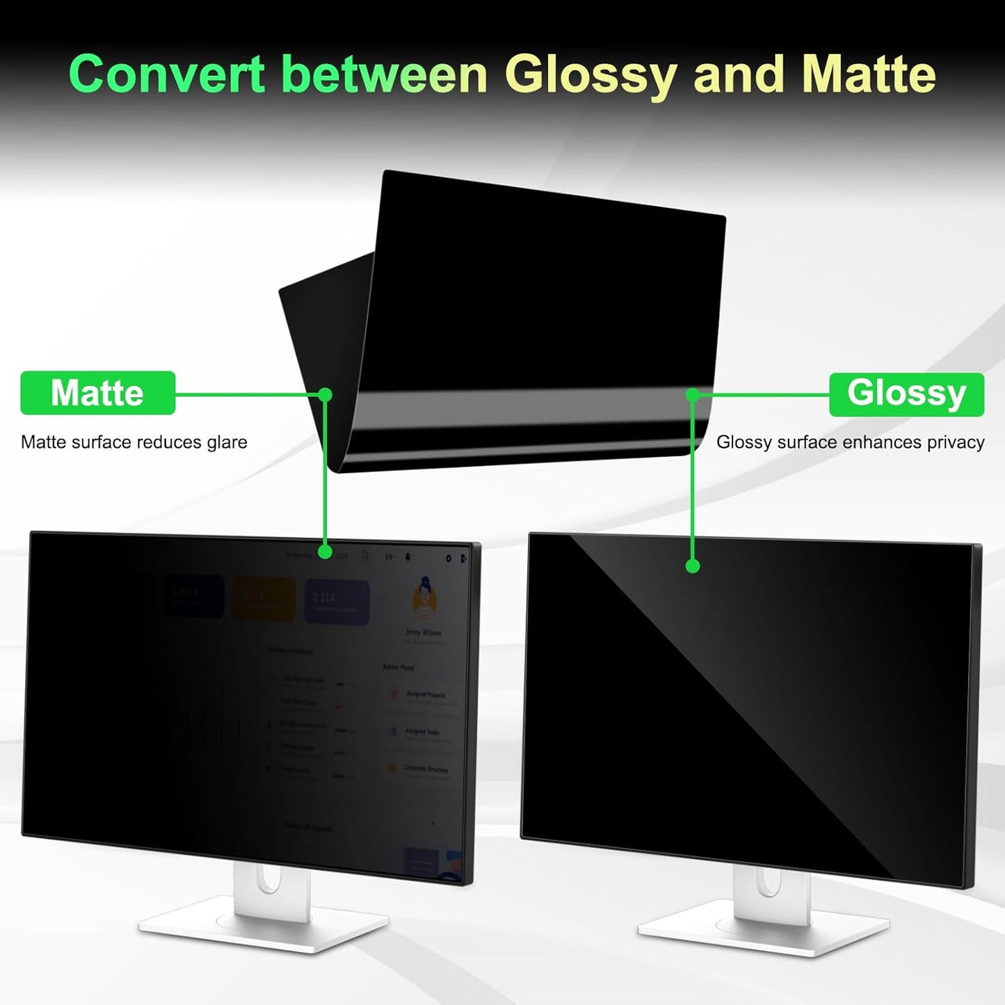 Magnetic 23.8 Inch Monitor Privacy Screen for 16:9 Aspect Ratio Widescreen Computer, Anti Glare Blue Light Protector Shield Filter for Eyes, Removable Computer Monitor Privacy Screen 23.8 inch