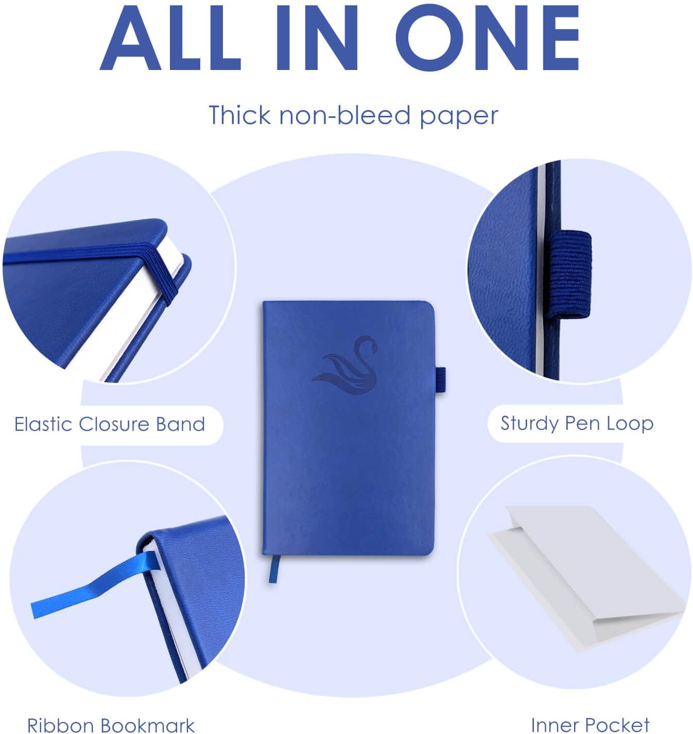 Elegant Password Book with Alphabetical Tabs - Hardcover Password Book for Internet Website Address Login - 5.2" x 7.6" Password Keeper and Organizer w/Notes Section & Back Pocket（Royal Blue）