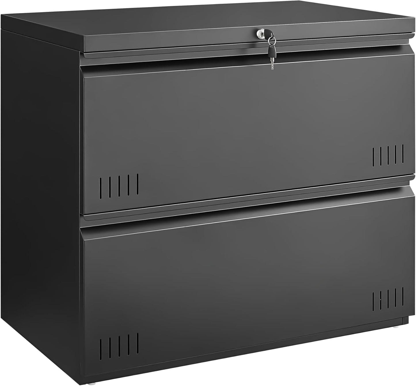 2 Drawer File Cabinet, File Cabinets for Home Office, Printer Stand, File Cabinet with Lock, Lateral Filing Cabinet for A4/Letter/Legal Size File Folders, Assembly Required(Black)