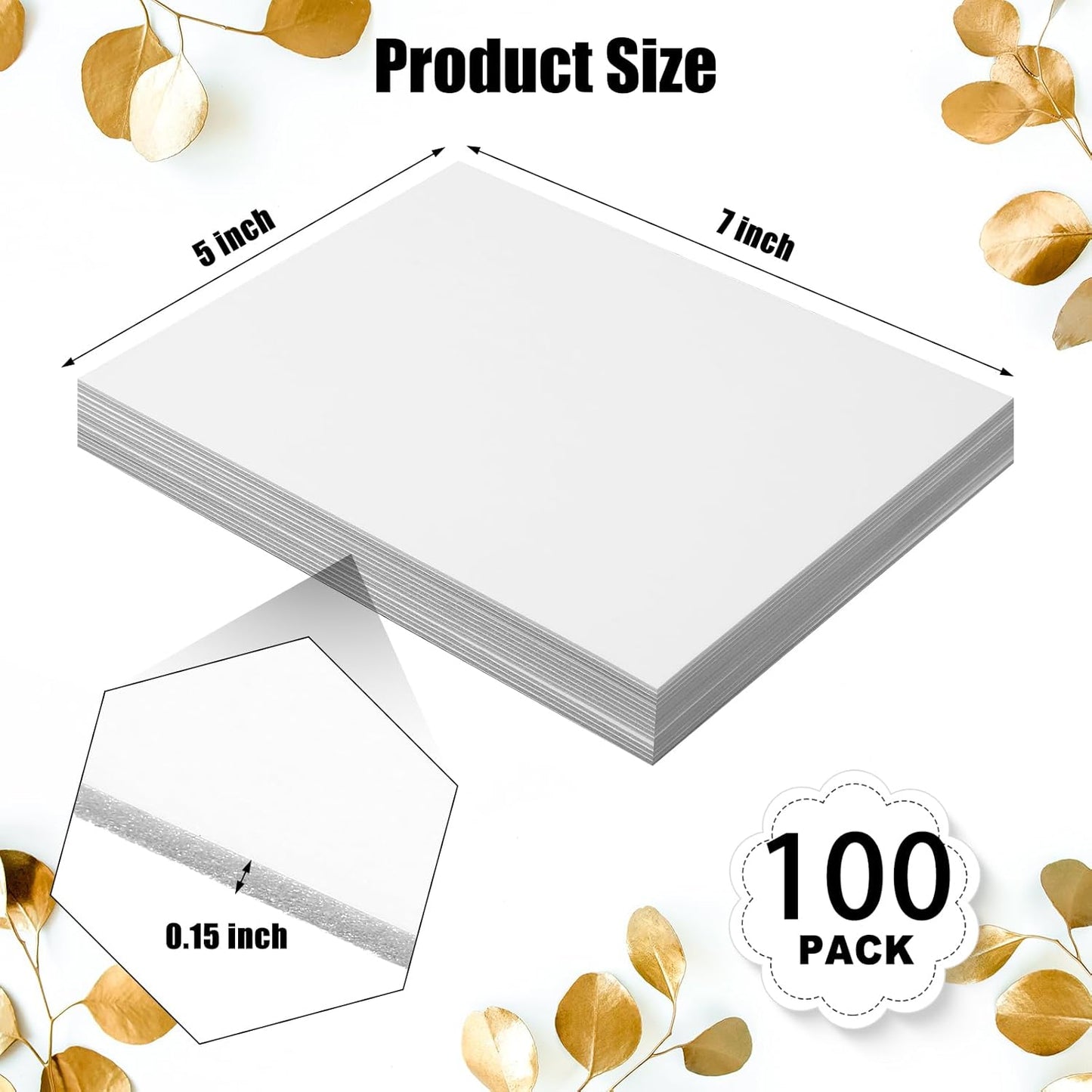 Frienda 100 Pack Foam Boards 1/8 Inch Thickness Foam Poster Boards Core Backing Board for Projects Presentation Board for School Crafts Office Art Projects (5x7x0.125 Inches,White)
