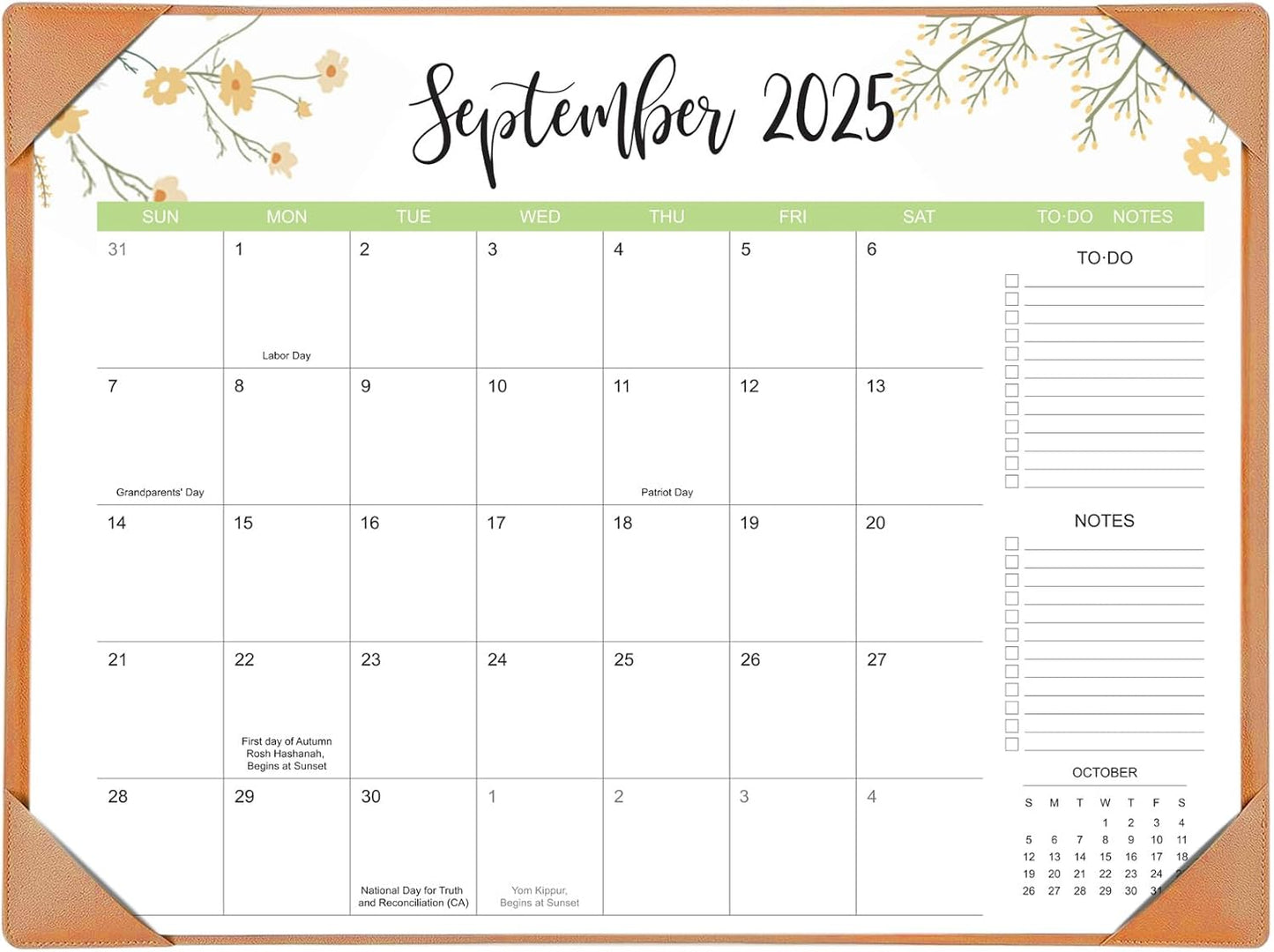 Desk Calendar 2025-2026 with Desk Mat – 22" x 17" Large Desk Pad Calendar Runs From Sep 2025 to Dec 2026, Floral Design Desktop Calendar for Home, Office