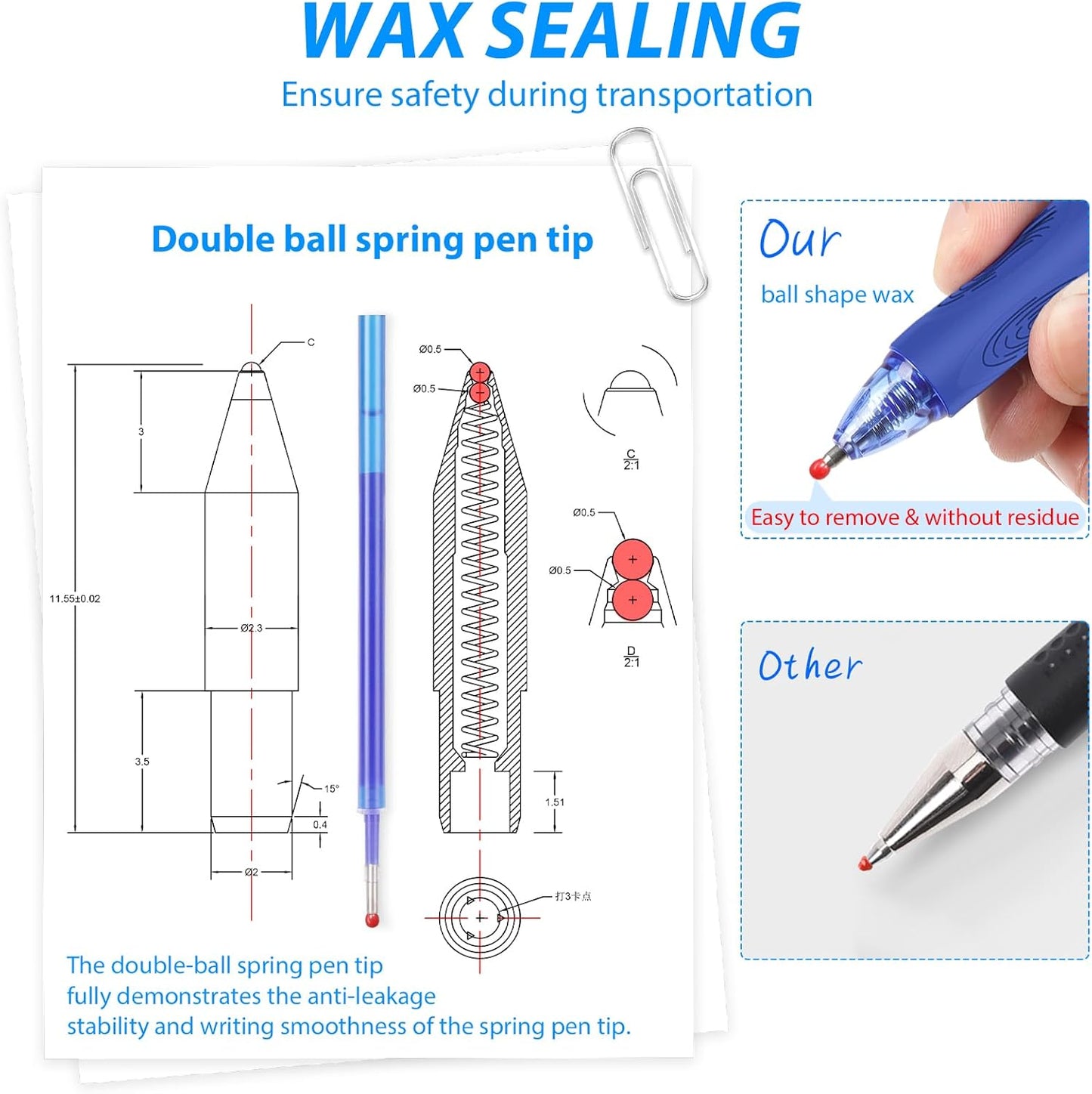 8-Pack Erasable Ink Pens with Built-in Eraser | 0.7mm Fine Point Gel Pens for Smooth Writing - Gel Pens for School, Office, Journals & Exams,Blue pens,Blue Ink pens