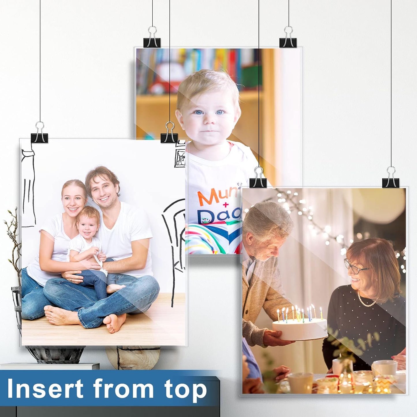 Henoyso 20 Pcs 11x14 Inch PVC Rigid Print Protectors, Heavy Duty Hard Plastic Poster Sleeves for Prints, Magazines, Photos & Paper, Ideal Rigid Menu Covers Paper Page Protectors