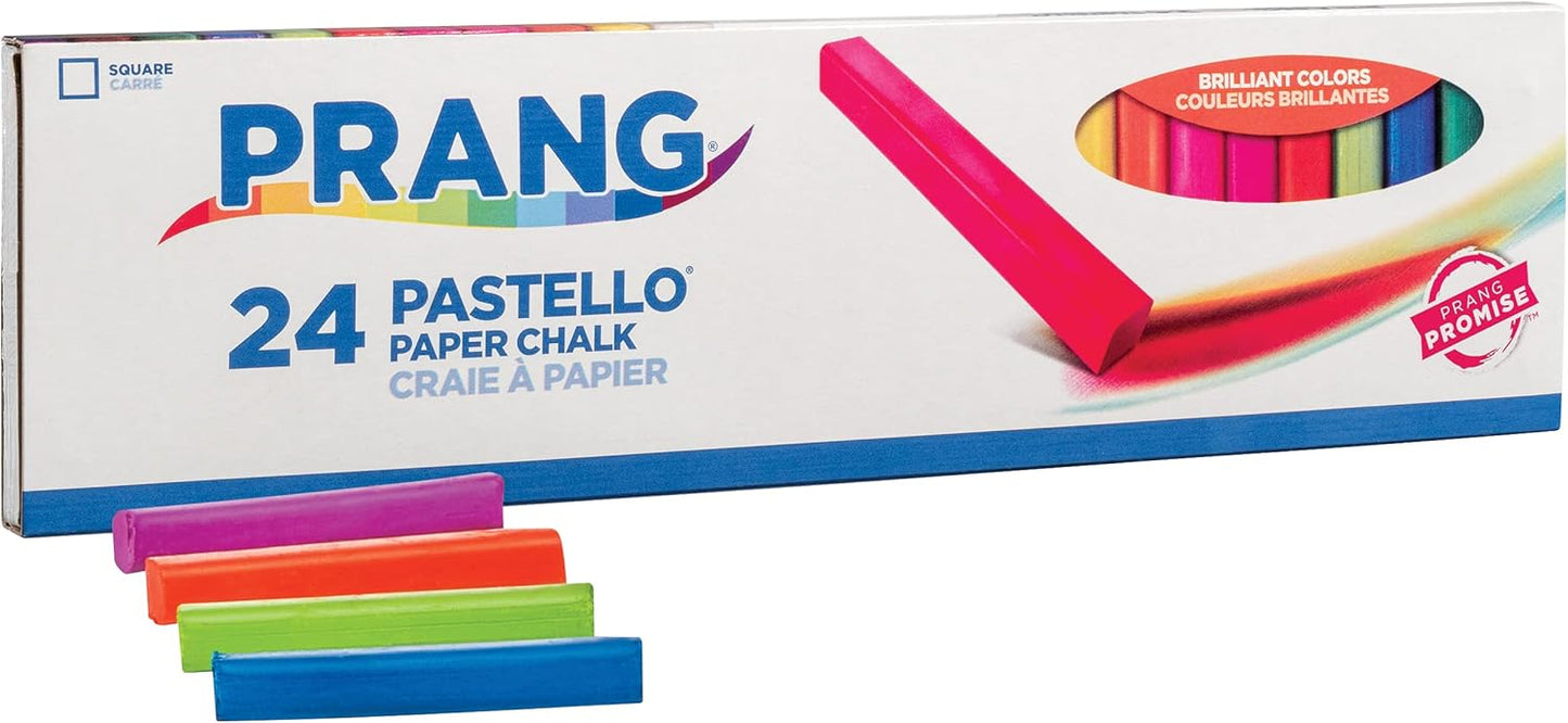 Prang Pastello Paper Chalk, Square, Assorted Colors, 24 Count