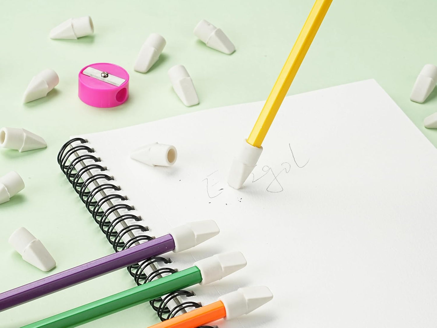 Pencil Erasers Caps Bulk, Ezzgol 128 Pcs Pencil Top Erasers Cap, White Color Arrowhead Caps Erasers Latex Free Pencil Eraser Toppers for Kids Teachers