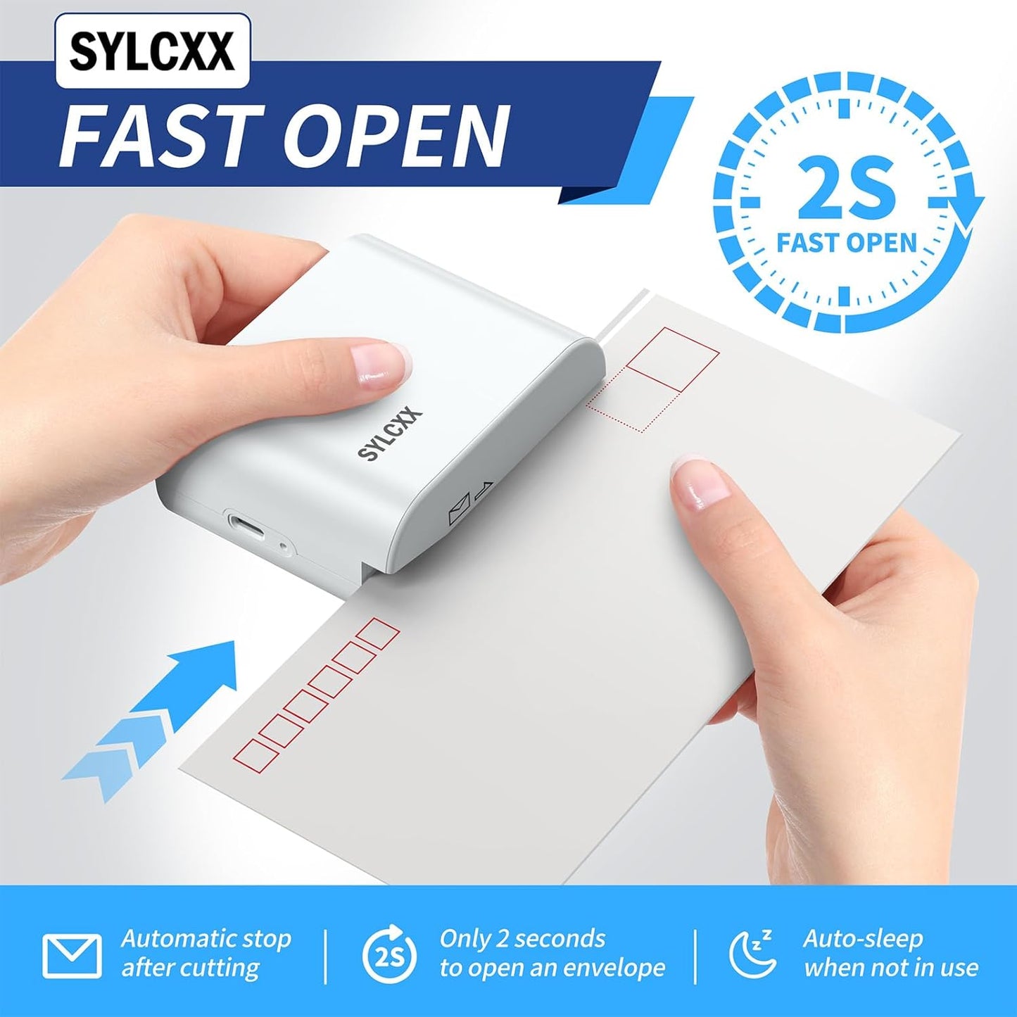 Rechargeable Electric Letter Opener - Letter Openers Envelope Slitter, Electric Envelope Opener, Mail Opener, Universal Envelope Efficient Letter Opener Tool for Office, Home (White)