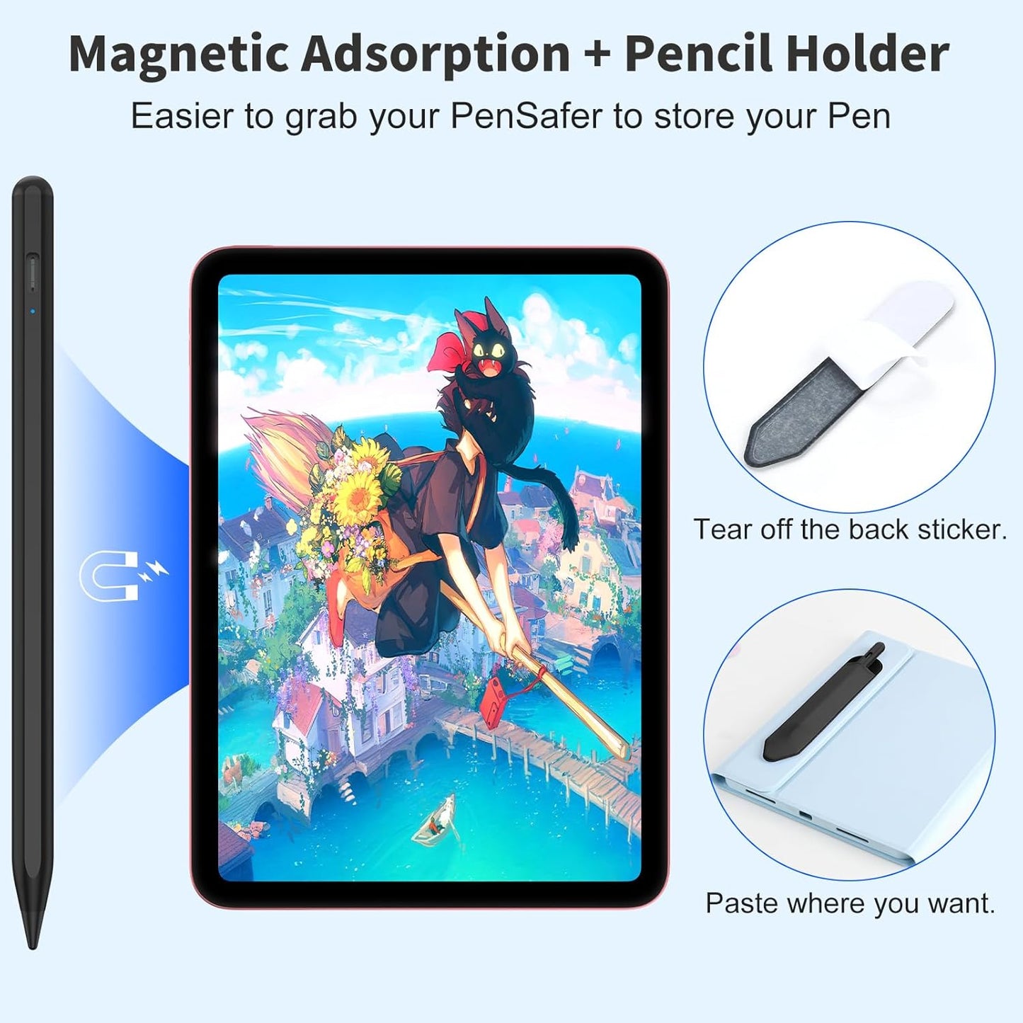 Stylus Pen for iOS&Android Touch Screens, Active Pencil for Samsung, Smart Digital Stylus Pens for Lenovo/Huawei/Vivo/Mi and Other Tablets, iPhone/Samsung/Google Pixel Smart Phones Drawing&Writing