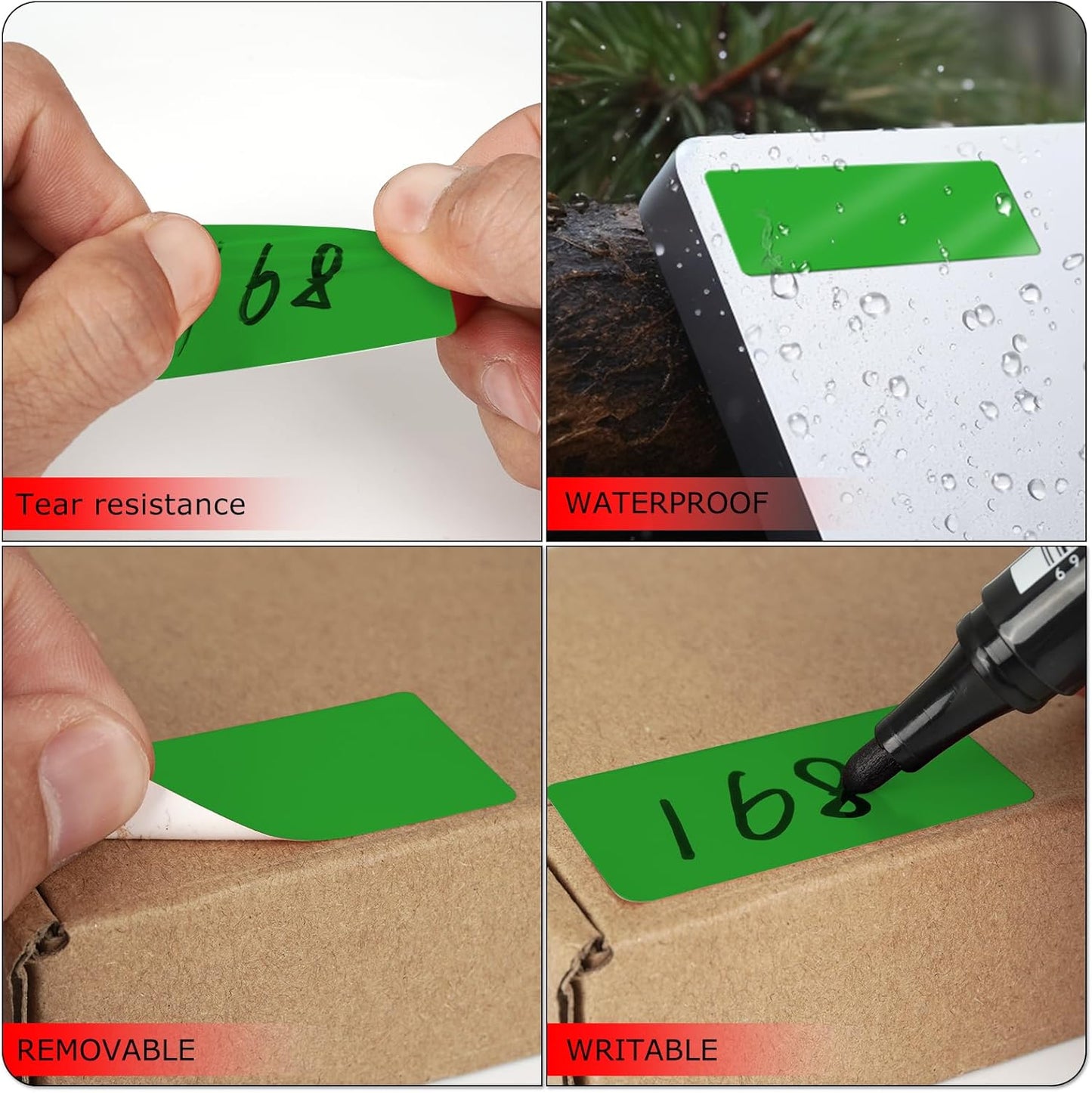 Green Rectangle Stickers 2 x 1 Inch Color Coding Labels Vinyl Roll Self-Adhesive Waterproof Removable 500 PCS