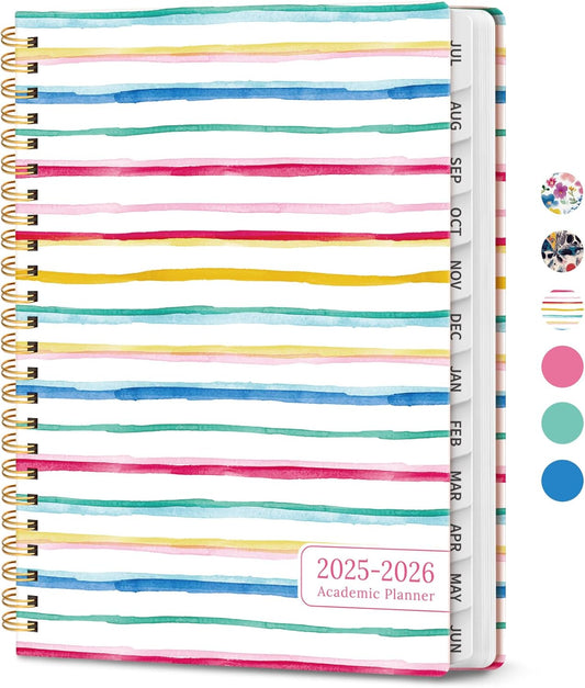 Planner 2025-2026, Academic Year Weekly and Monthly Calender Planner, July 2025 - June 2026, Spiral Bound School Planning Tool, Perfect for Teacher, Student, Women & Men - A5 (6.3" x 8.5"), Color Lines