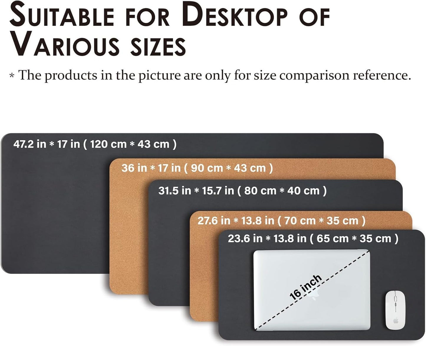 Cork Desk Mat - Dual-Sided Desk Pad for Office and Home - Desk Organization and Accessories - Ideal for Large Mouse Pad and Desk Mats on Top of Desks(Black,27.6"x 13.8")
