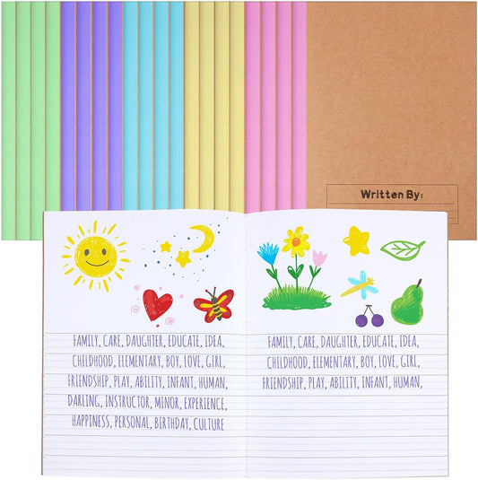 Henoyso 20 Pcs Primary Composition Notebook 9 3/4 x 7 1/2 Inch Kids Journal, Back to School Supplies, K-2 Primary Writing Notebook for Kids Student Draw and Write Story Journal (Macaron Color)