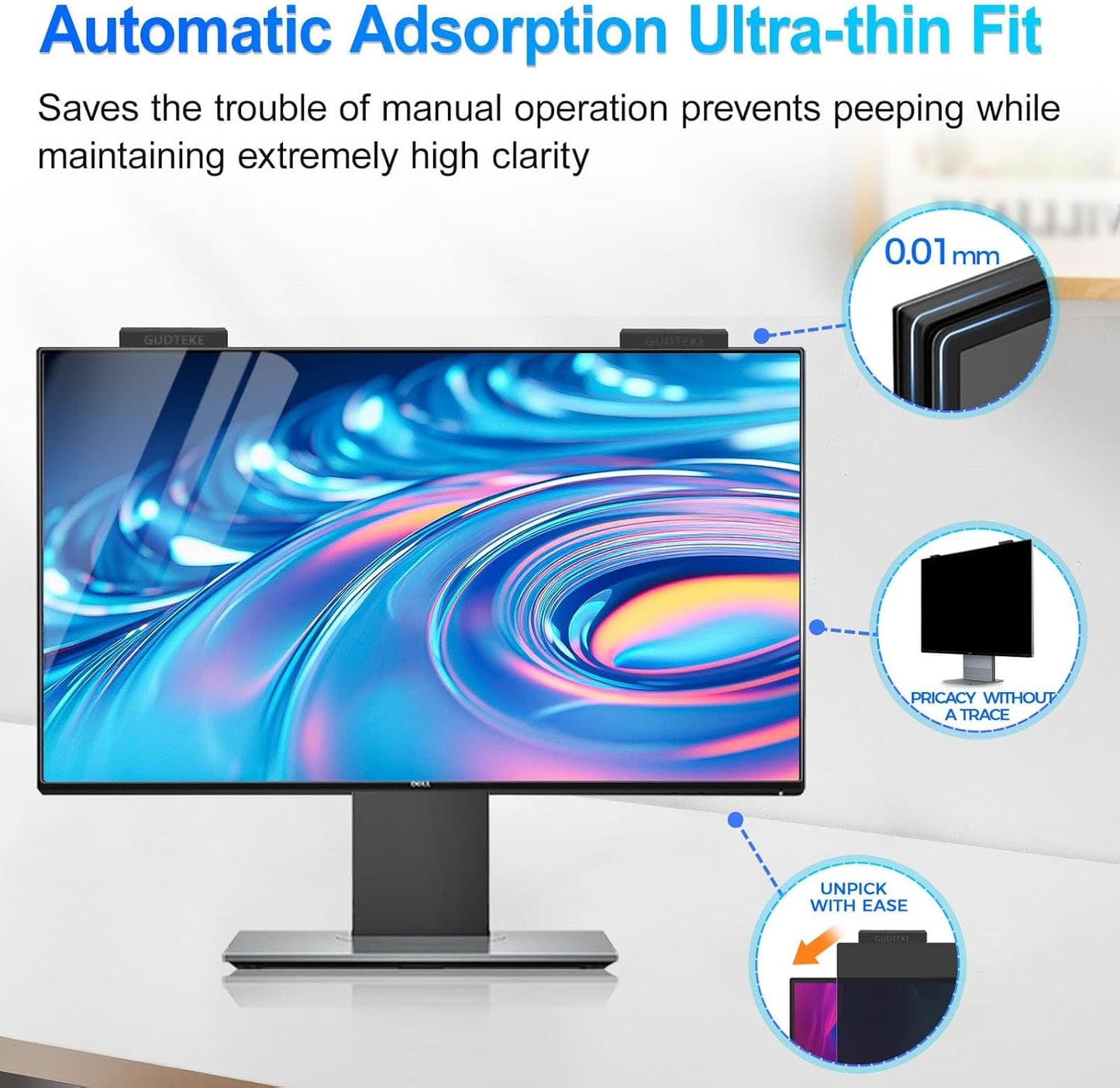 Magnetic 27 Inch Privacy Screen for Computer Monitor 16:9 Aspect Ratio, Hanging Removable Anti-Blue/Glare Protector Film, Anti Spy Desktop Security Private Filter 27in