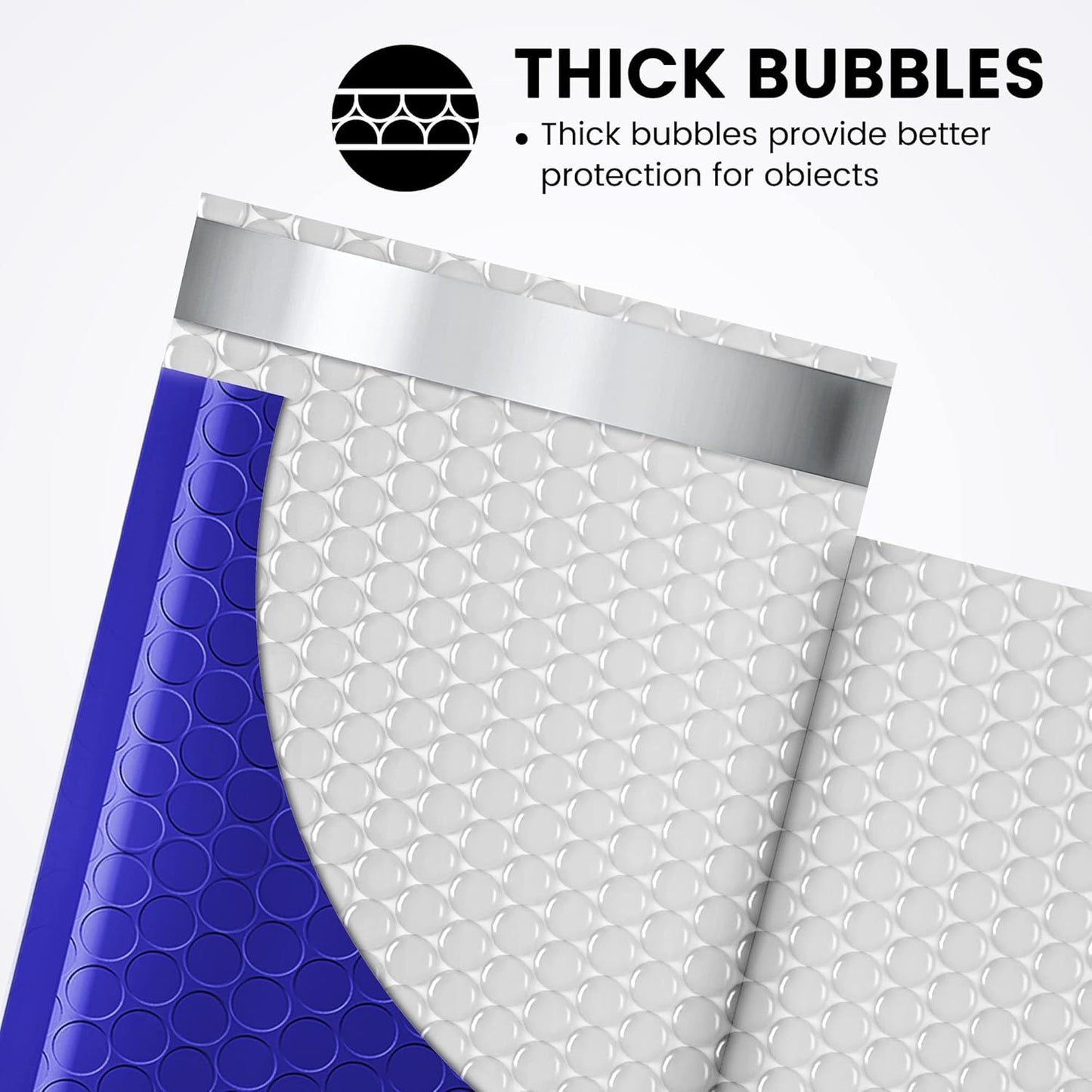Fuxury 100Pcs 4x8 Bubble Mailers Royal Blue Shipping Padded Envelopes Usable Size 4x7' Waterproof Mailing Envelopes Bubble Padded for Mailing,Packaging, Small Business