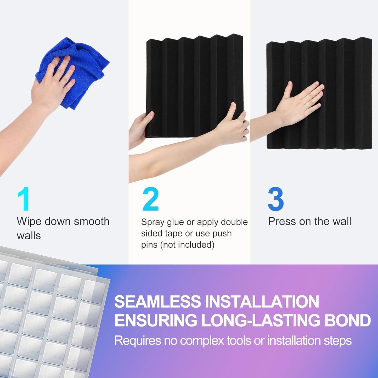 JBER Acoustic Panels Studio Foam Wedges Fireproof Soundproof Padding Wall Panels 2" X 12" X 12" (24 Pack Wedge 2" - Charcoal)