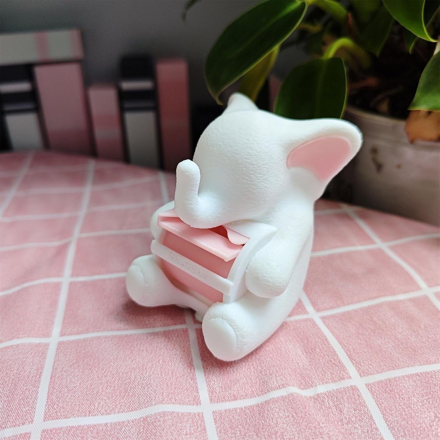 Elephant Stamp Roll Dispenser - Postage Stamp Holder for Roll of 100 Stamps, Stamps NOT Included, 1.18" Core, White, C02