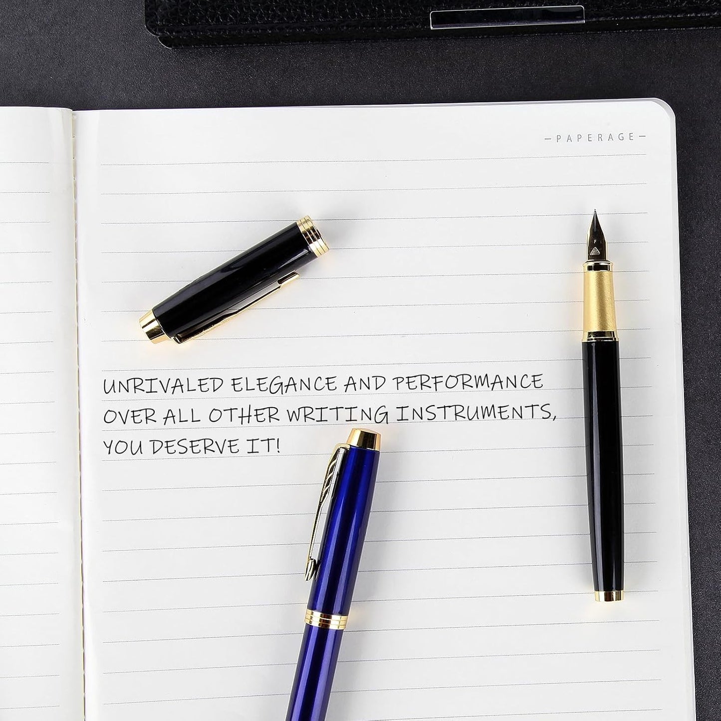 Fountain Pen,luxury pens,Fine point smooth writing pens for journaling fancy pens with Gift Case 10 black ink cartridges an ink converte nice pens writer gifts（Bule）