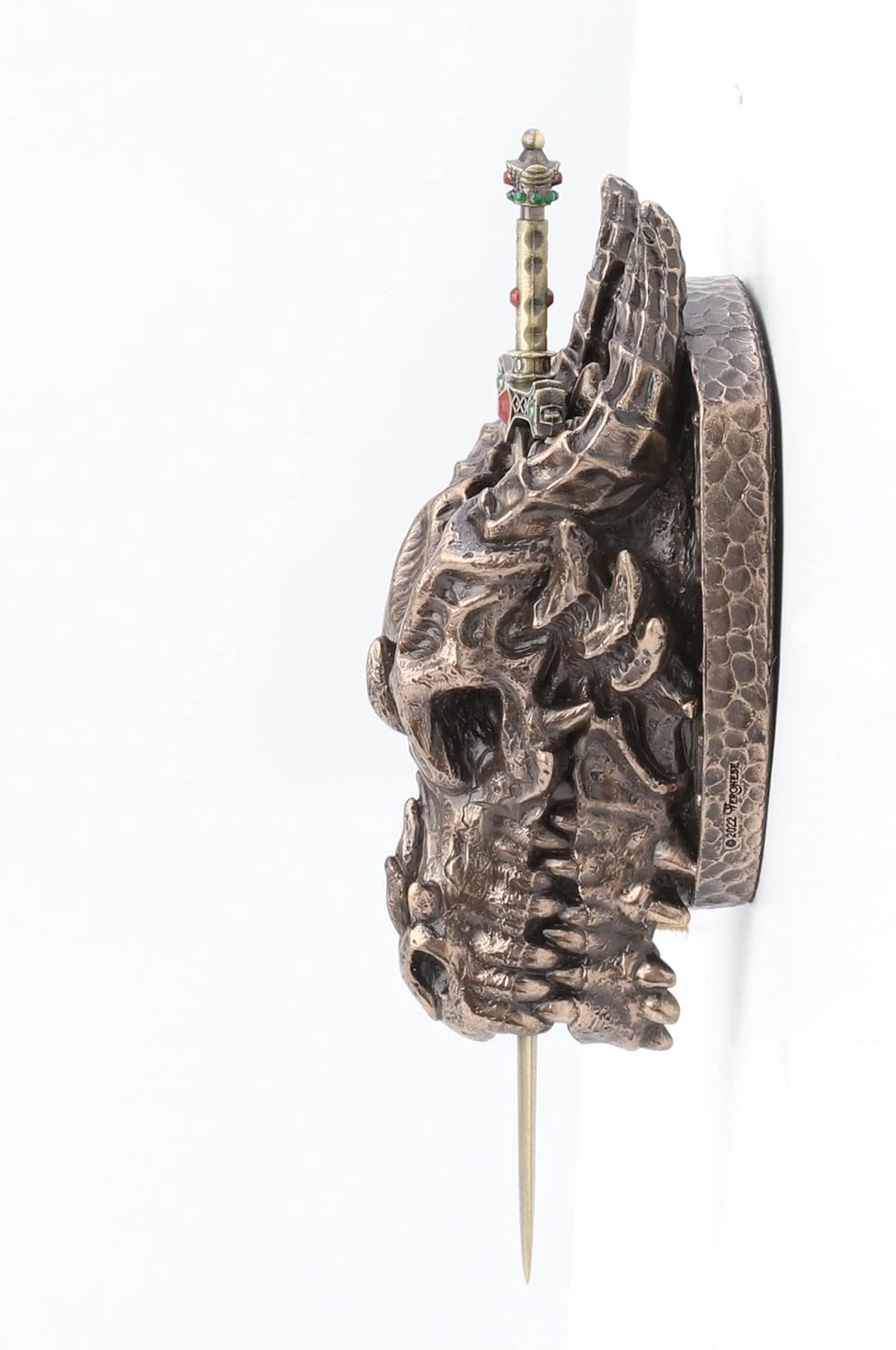 Veronese Design 6 1/4 Dragon Skull Trophy Sword Letter Opener Resin Wall Sculpture Bronze Finish Metallic Decorative Ornament