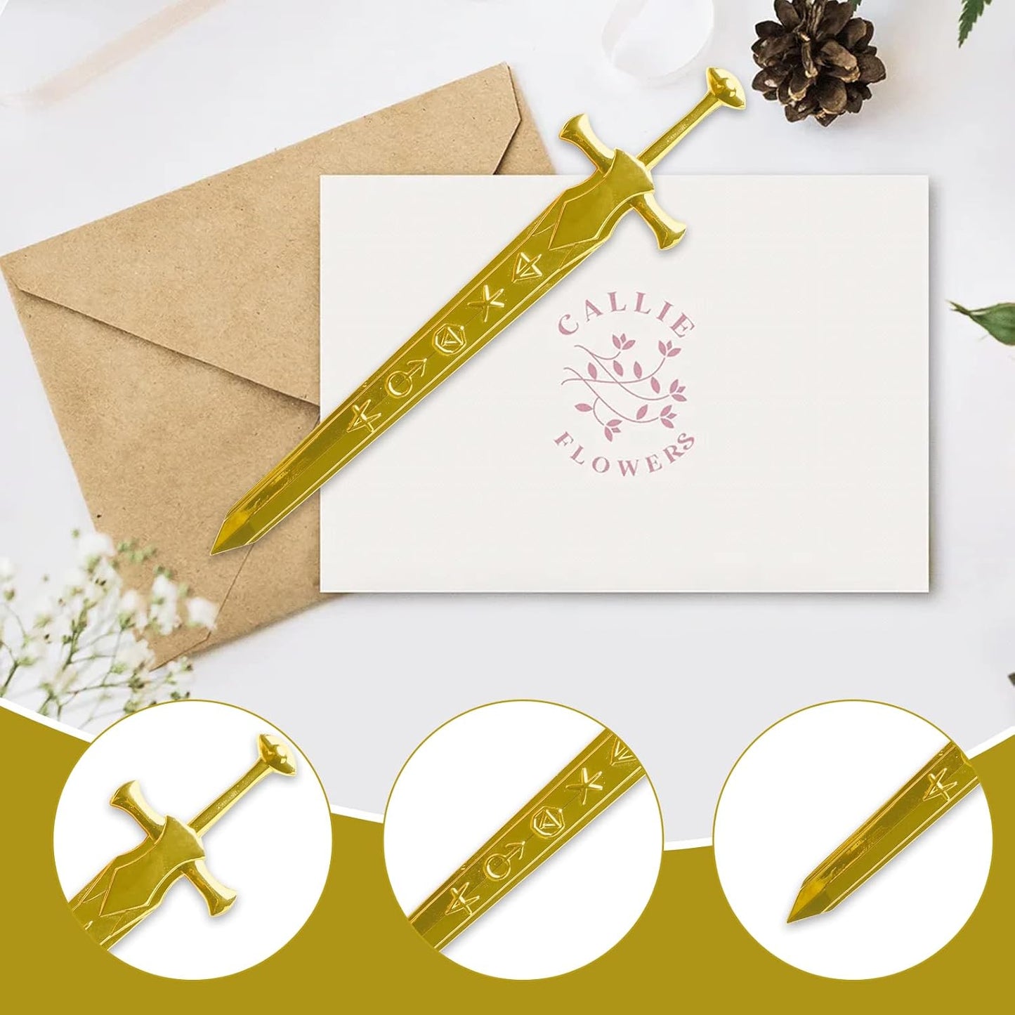 Golden Metal Letter Opener Office Letter Opener Knife Metal Plated Envelope Opener Ergonomic Grip Handle Practical Ornamental Letter Opening Tool