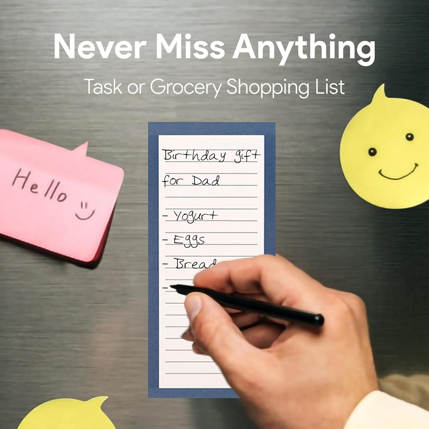 Magnetic Notepads – Notepads for Grocery List, Shopping List, To-Do List, Reminders -Strong Magnetic Back- Memo Notepad | 8 pack Medium | Solid Pattern Style