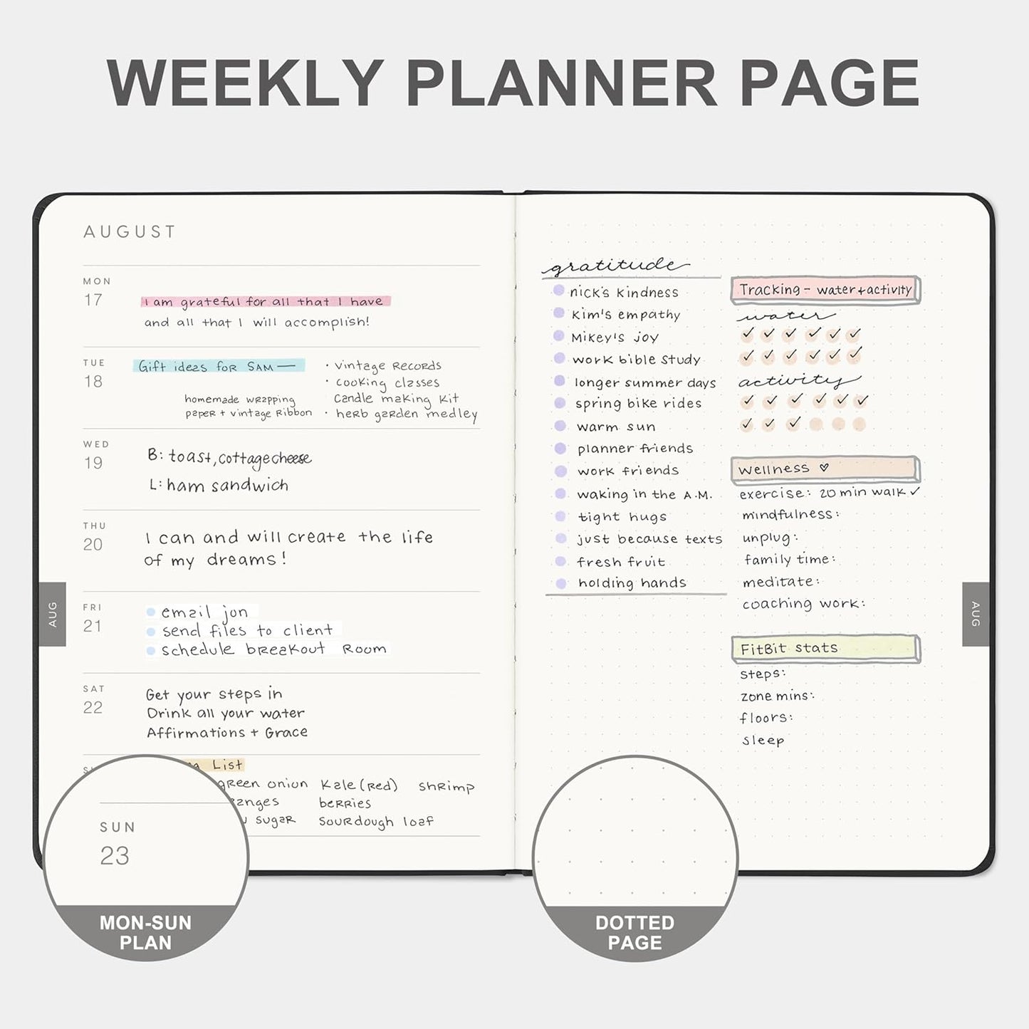 And Per Se 2026 Planner-Daily, Weekly & 15-Monthly Leather Hardcover Planner, 5.7" x 8", Daily Schedule, Monthly Tabs, 100 GSM Thick Paper, Back Pocket(Black)