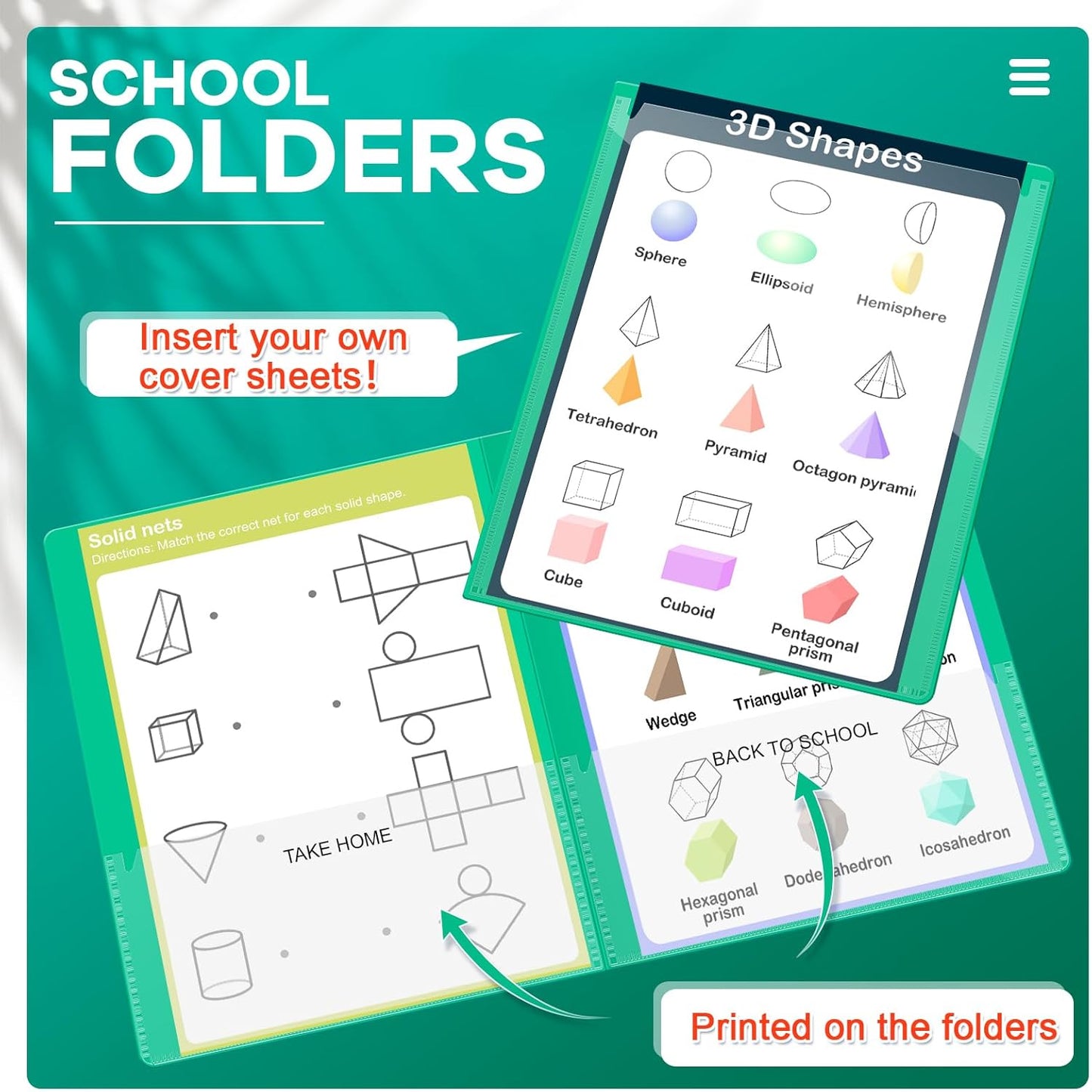 Henoyso 24 Pcs Folders Take Home Heavy Duty 2 Pocket Homework Folders with Clear Front Pockets for Elementary Students Parent Teacher Communication (Green)