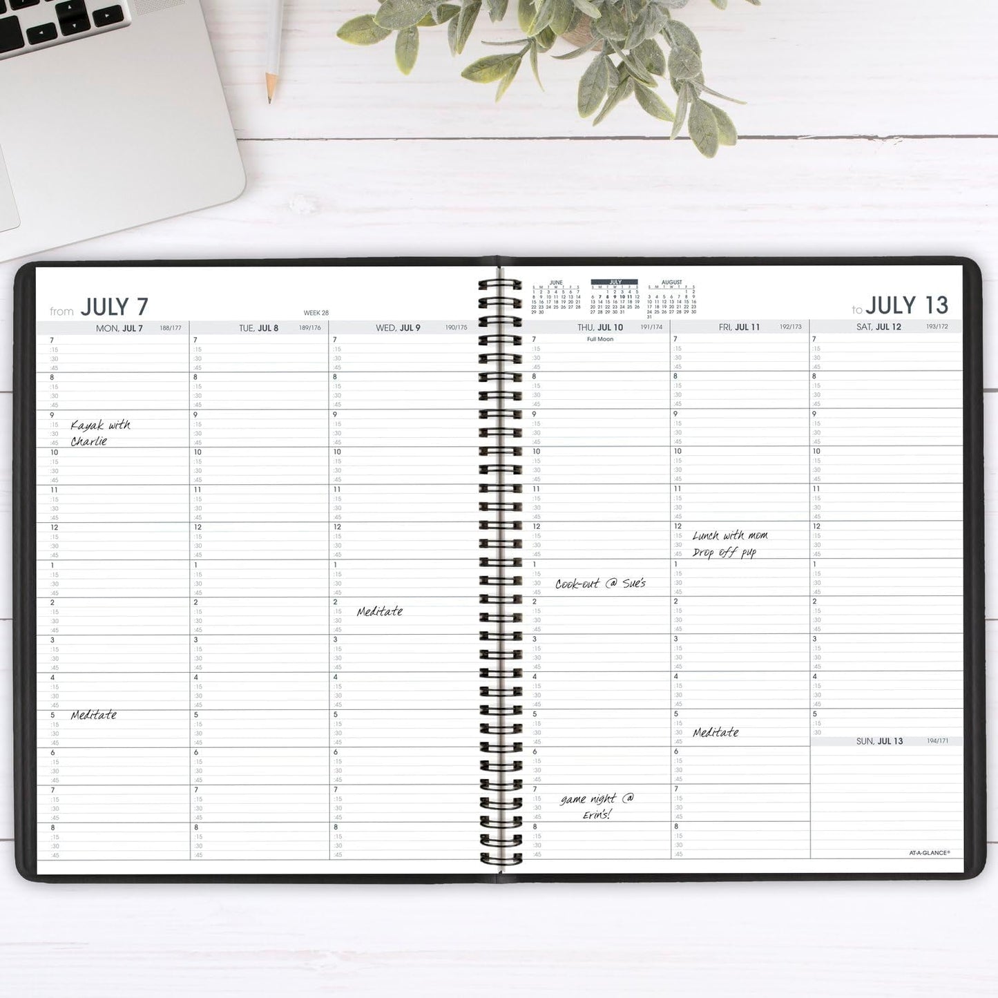 AT-A-GLANCE Planner 2025-2026 Academic, Weekly, Quarter-Hourly Appointment Book, 8-1/4" x 11", Large, Flexible Cover, Black (7095705)