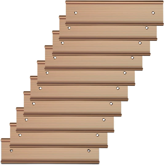 10 Pack Aluminum Name Plate Holders for Door or Wall, 2” x 8” Office Wall Mount Name Plate Holder with Textured Design and Double Sided Tape, for Office, Business, Meeting Room (Rose Gold)