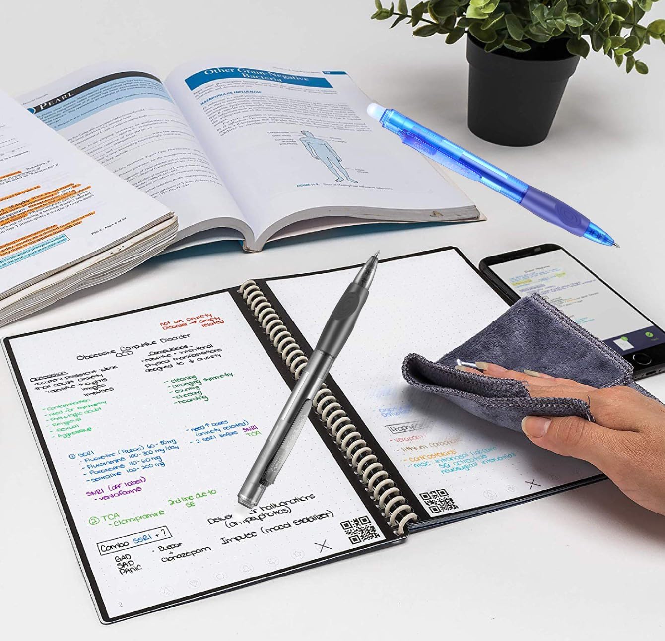 Aozora Erasable Pens Click Fine Point 0.7 mm Retractable Erasable Gel Pens for Completing Sudoku and Crossword Puzzles 12 Pack (Black)