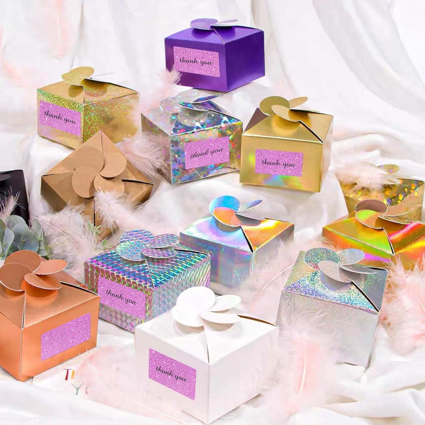 2.25"x1.25" Holographic Thermal Labels Stickers, Glitter Direct Thermal Printer Labels, Waterproof Self-Adhesive Address Shipping Label Stickers, 300 Sheet/ 1 Roll, Holographic Shiny Pink