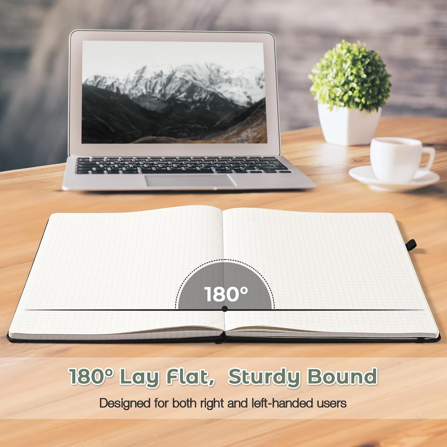 Graph Paper Notebook, Hardcover Notebook 8.5 x 11, Grid Notebook Journal for Women, Men, Large Leather Journals for Writing, Thick Paper, A4 Notebooks for Work, School Supplies, Engineering Olive