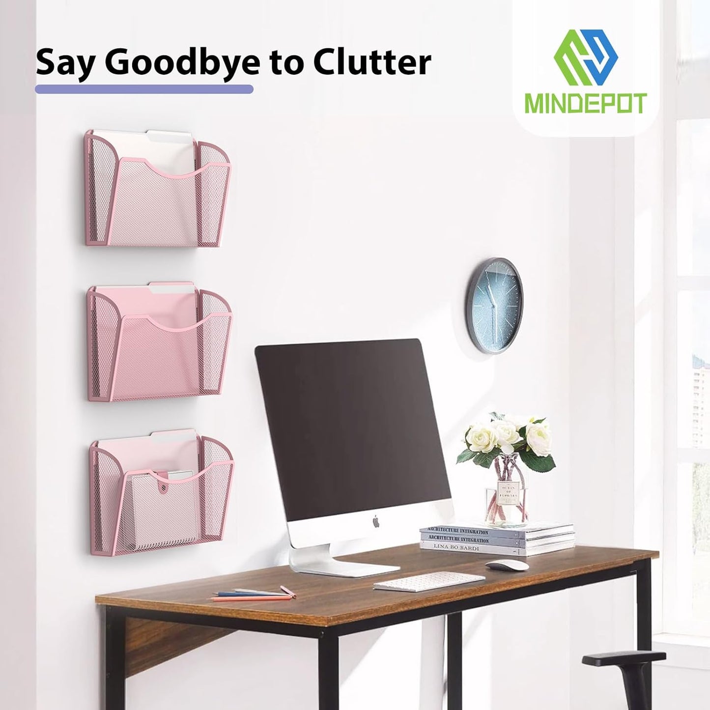 Wall File Organizer,Hanging Wall Mounted File Folder Binder Holder Mail Organizer for Office,Home and School Supplies