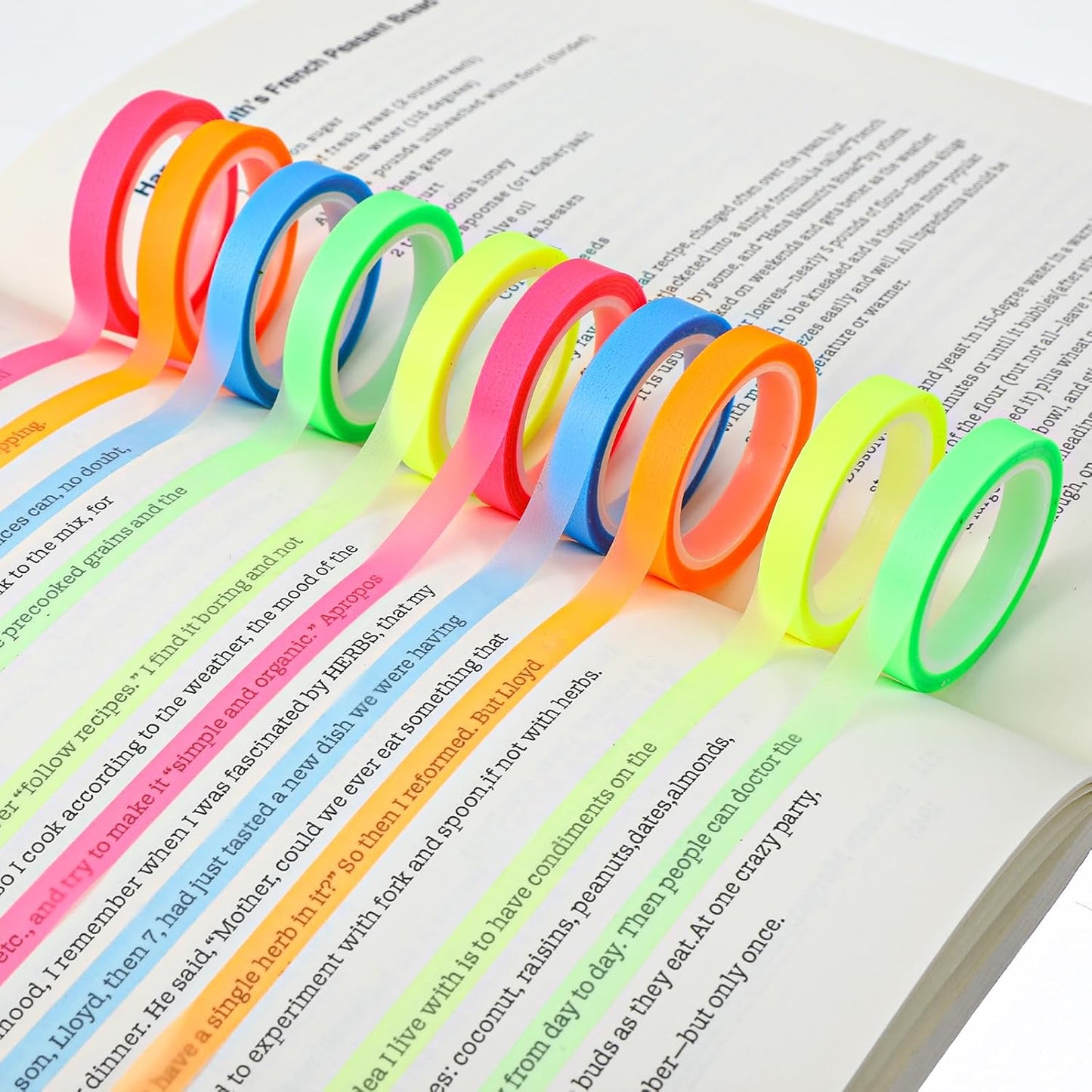 10 Rolls Highlight Tape,Highlighter Tape Removable,0.24 in x 16 ft,Sticky Highlighter Strips,Study Supplies or Book Annotation Supplies for Students,Teachers,Reading,Home,Office
