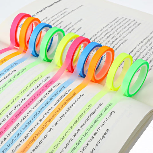 10 Rolls Highlight Tape,Highlighter Tape Removable,0.24 in x 16 ft,Sticky Highlighter Strips,Study Supplies or Book Annotation Supplies for Students,Teachers,Reading,Home,Office