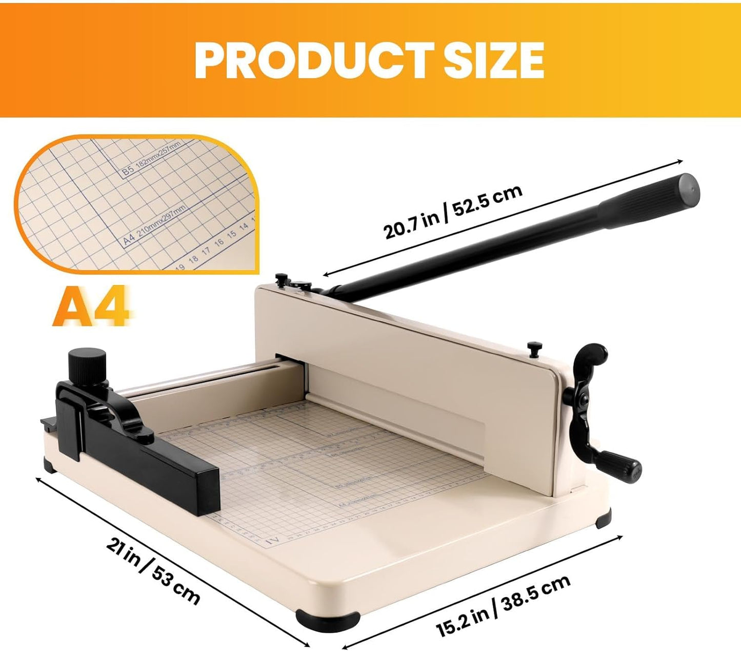 Heavy Duty Guillotine Paper Cutter, Professional Large Paper Trimmer with Safety Lock, Precision Cutting, Guillotine Style Paper Cutter for Office, School and Workshop (12 inch for A4)